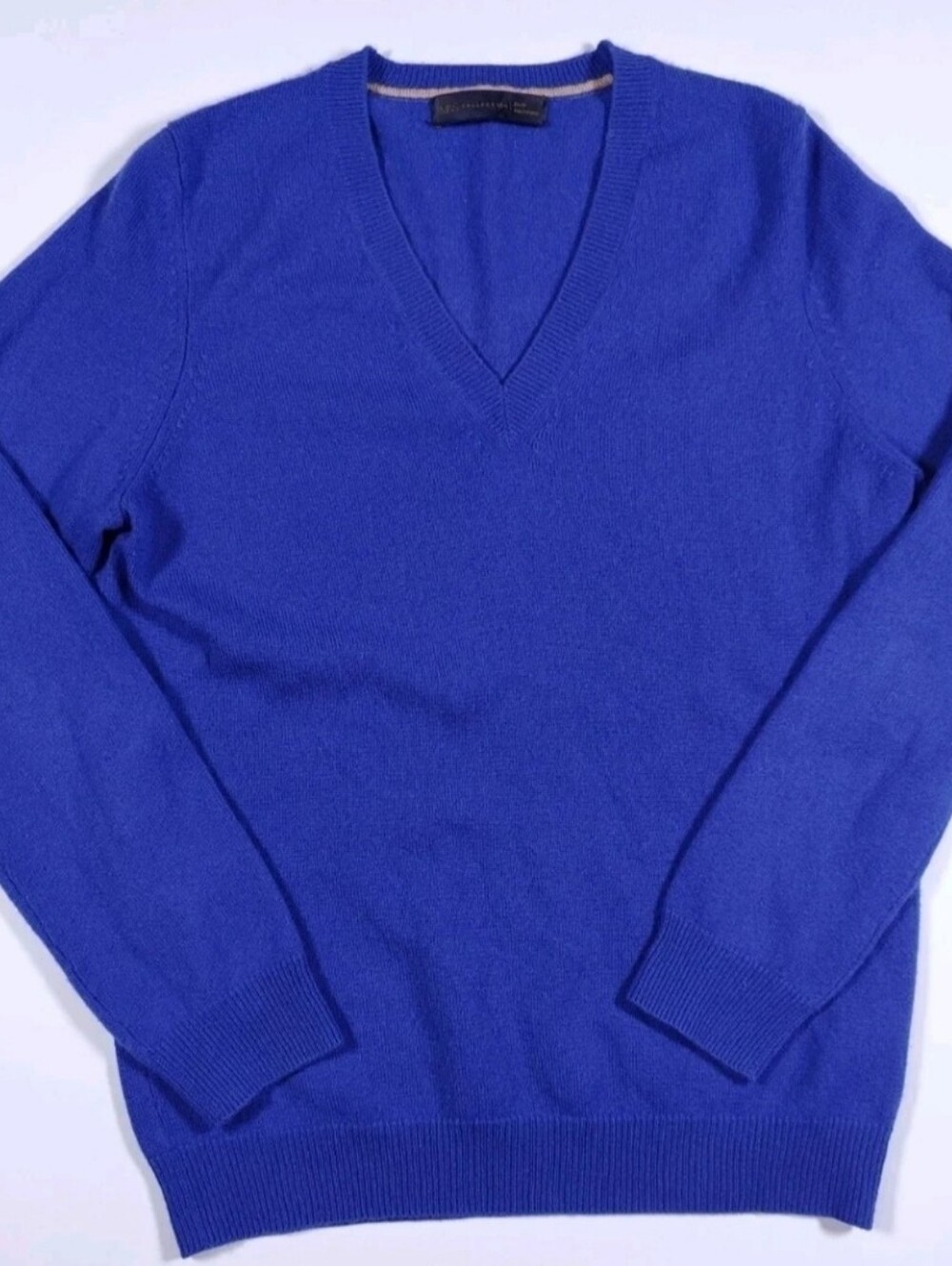 M&S Collection Women 100% Cashmere Navy Blue V Neck Sweater Size 10 (~M)